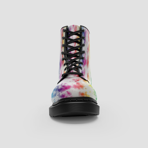 Vibrant Tie Dye Swirl, Abstract Vegan Artisan Wo's Boots , Unique Handcrafted