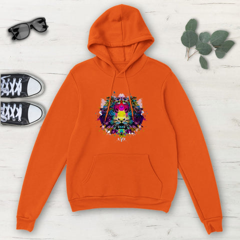 Image of Colorful Tiger Multicolored Paint Abstract Classic Unisex Pullover Hoodie, Mens,