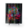 Colorful Tree Of Life Floral Color Burst Multicolored Shower Curtains, Water