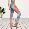 Colorful Triangle Mosaic Multicolored Mandala Women's Cut & Sew Casual Leggings,