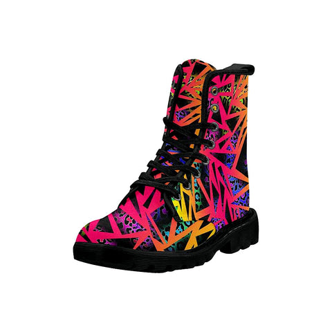 Image of Colorful Triangular Animal Print Womens Boots, Rain Boots,Hippie,Combat Style Boots,Emo Punk Boots