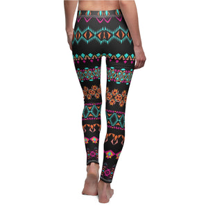 Colorful Tribal Ethnic Multicolored Print Women's Cut & Sew Casual Leggings,