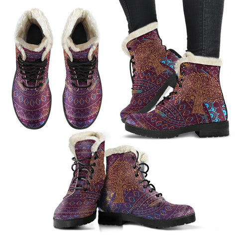 Image of Colorful Tribal Tree Of Life Custom Boots,Boho Chic boots,Spiritual Lolita Combat Boots,Hand Crafted,Multi Colored,Streetwear