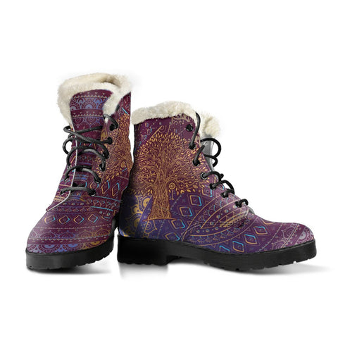 Image of Colorful Tribal Tree Of Life Custom Boots,Boho Chic boots,Spiritual Lolita Combat Boots,Hand Crafted,Multi Colored,Streetwear