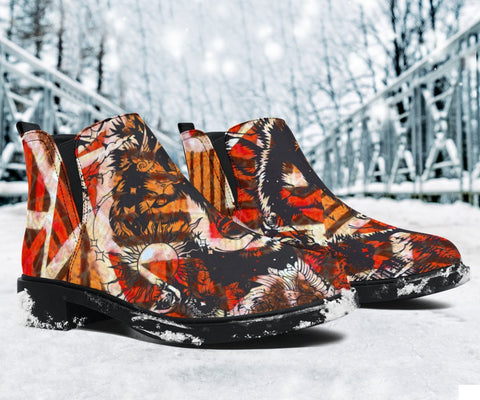 Image of Colorful Tribal Wolf Fashion Boots,Women's Boots,Leather Boots Women,Handmade Boots,Biker Boots,Vegan Leather,Rain Boots,Handmade Boots