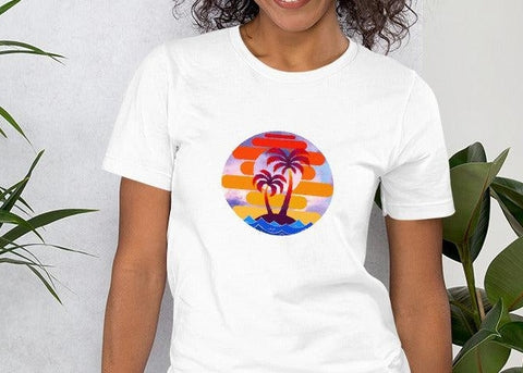 Image of Colorful Tropical Palm Trees Unisex T,Shirt, Mens, Womens, Short Sleeve Shirt,