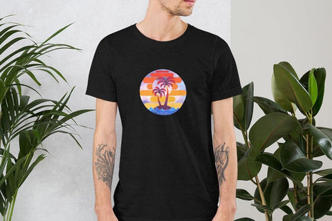 Image of Colorful Tropical Palm Trees Unisex T,Shirt, Mens, Womens, Short Sleeve Shirt,