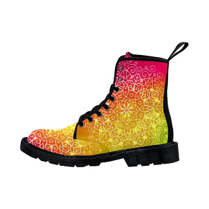 Colorful Vibrant Sparkling Mandala Womens Boots,Comfortable Boots,Decor Womens Boots,Combat Boots