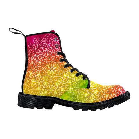 Image of Colorful Vibrant Sparkling Mandala Womens Boots,Comfortable Boots,Decor Womens Boots,Combat Boots