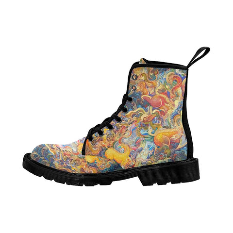 Image of Colorful Vintage Mystical Creatures Womens Boot, Custom Boots,Boho Chic Boots,Spiritual Lolita Combat Boots