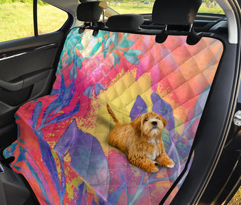 Vintage Floral Back Seat Pet Cover, Colorful Car Accessories, Protective Seat