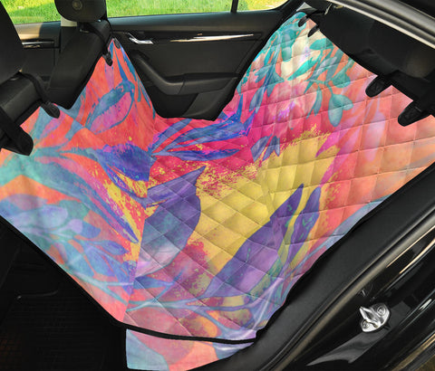 Image of Vintage Floral Back Seat Pet Cover, Colorful Car Accessories, Protective Seat