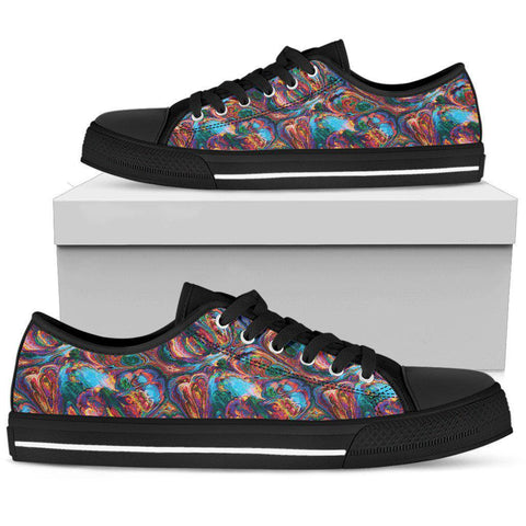 Image of Colorful Watercolor Abstract Canvas Shoes,High Quality, High Quality,Handmade Crafted,Spiritual, Boho,All Star,Custom Shoes,Women's Low Top