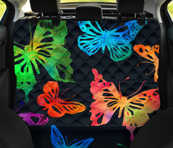 Vibrant Watercolor Butterfly Back Seat Pet Covers, Abstract Art Design, Car Seat