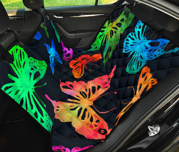 Vibrant Watercolor Butterfly Back Seat Pet Covers, Abstract Art Design, Car Seat Protector, Unique Car Accessories