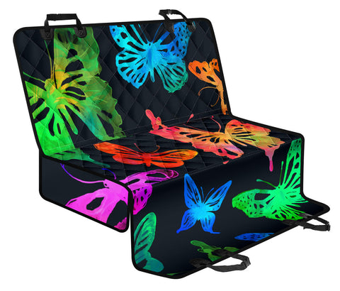 Image of Vibrant Watercolor Butterfly Back Seat Pet Covers, Abstract Art Design, Car Seat