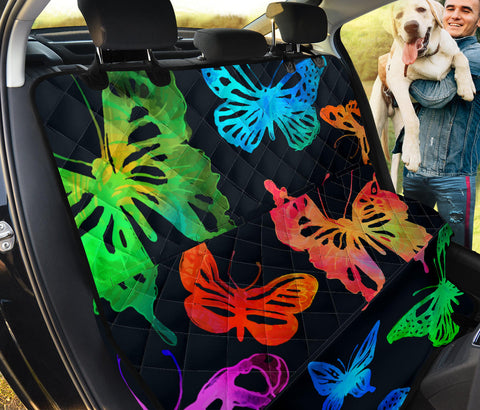 Image of Vibrant Watercolor Butterfly Back Seat Pet Covers, Abstract Art Design, Car Seat