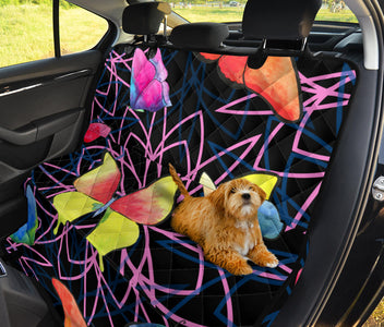 Watercolor Floral Pet Car Backseat Cover, Vibrant Butterfly Design, Seat