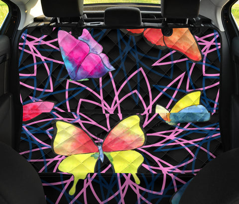 Image of Watercolor Floral Pet Car Backseat Cover, Vibrant Butterfly Design, Seat