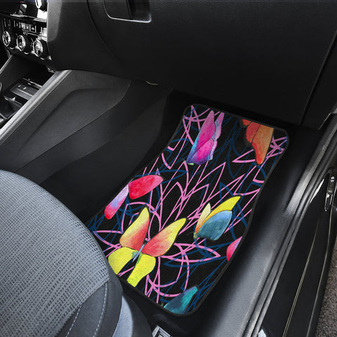 Image of Colorful Watercolor Butterfly Car Mats Back/Front, Floor Mats Set, Car