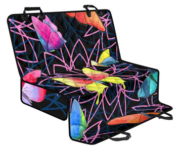 Watercolor Floral Pet Car Backseat Cover, Vibrant Butterfly Design, Seat