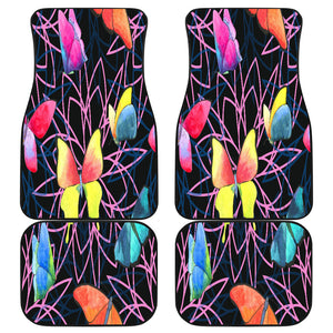 Colorful Watercolor Butterfly Car Mats Back/Front, Floor Mats Set, Car