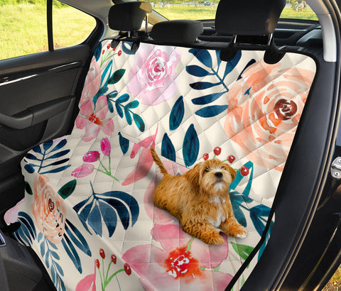 Image of Colorful Floral Watercolor Car Seat Cover, Abstract Art Backseat Pet Protector,