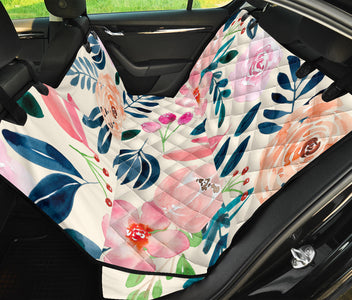Colorful Floral Watercolor Car Seat Cover, Abstract Art Backseat Pet Protector,