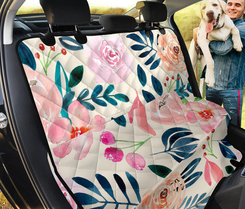 Image of Colorful Floral Watercolor Car Seat Cover, Abstract Art Backseat Pet Protector,