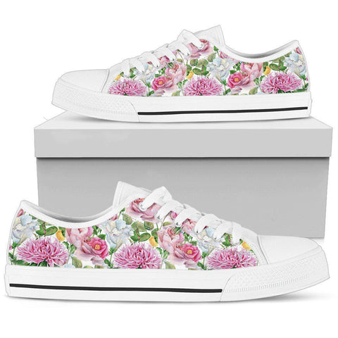 Image of Colorful Watercolor Flowers Low Tops Sneaker, Hippie, Multi Colored, Spiritual, Boho,Streetwear,All Star,Custom Shoes,Women's Low Top