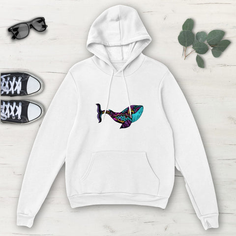Image of Colorful Whale Multicolored Classic Unisex Pullover Hoodie, Mens, Womens, Hoodie