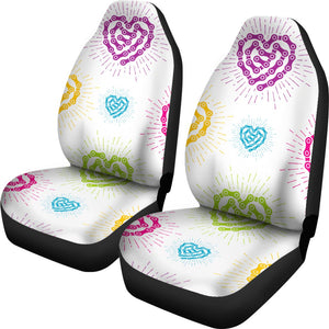 Colorful White Chained Heart 2 Front Car Seat Covers Car Seat Covers,Car Seat Covers Pair,Car Seat Protector,Car Accessory,Front Seat Covers