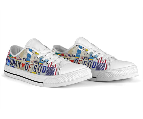 Image of Colorful Woman of God Low Top Canvas Shoes for Women, Multicolored Streetwear,
