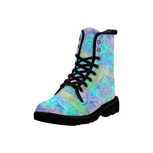 Colorful Womens Dragonfly Boots, Lolita Combat Boots,Hand Crafted,Multi Colored,Streetwear,Comfort Boots