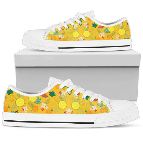 Image of Colorful Yellow Fruits Hippie, Low Tops Sneaker, Streetwear, Canvas Shoes,High Quality,Handmade Crafted,Spiritual, Multi Colored