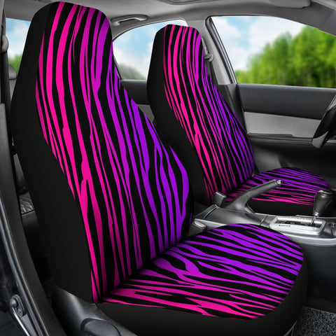 Image of Colorful Zebra Car Seat Covers Pair,Car Seat Protector,Car Accessory,Front Seat Covers,Seat Cover for Car, 2 Front Car Seat Covers