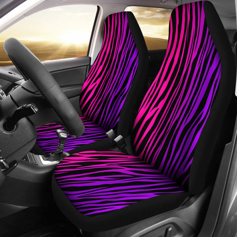 Image of Colorful Zebra Car Seat Covers Pair,Car Seat Protector,Car Accessory,Front Seat Covers,Seat Cover for Car, 2 Front Car Seat Covers