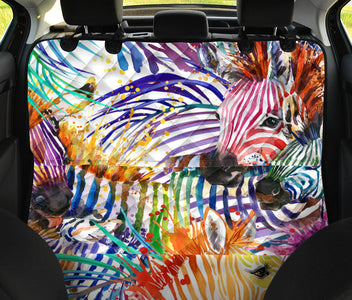 Zebra Print Back Seat Pet Cover, Vibrant Colorful Design, Car Seat Protector, Abstract Art Car Accessories