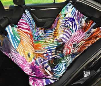 Zebra Print Back Seat Pet Cover, Vibrant Colorful Design, Car Seat Protector,