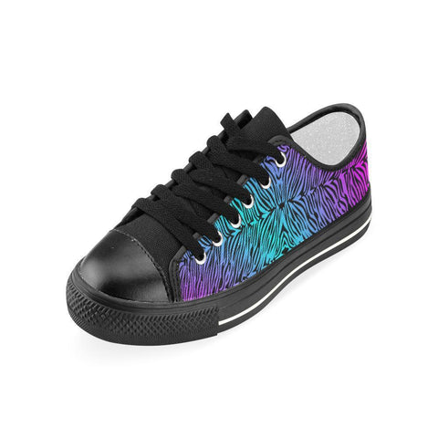 Image of Colorful Zebra Stripe Womens Low Top Sneakers, Canvas Shoes,High Quality, Low Tops Sneaker, Streetwear