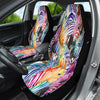 Zebra Print Car Seat Covers, Colorful Front Seat Protectors, Wildlife Inspired,