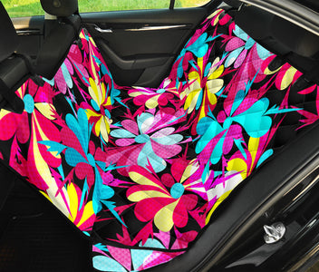 Colorful Abstract Flowers Design , Vibrant Car Back Seat Pet Covers, Backseat