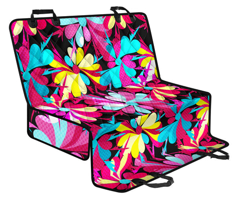 Image of Colorful Abstract Flowers Design , Vibrant Car Back Seat Pet Covers, Backseat