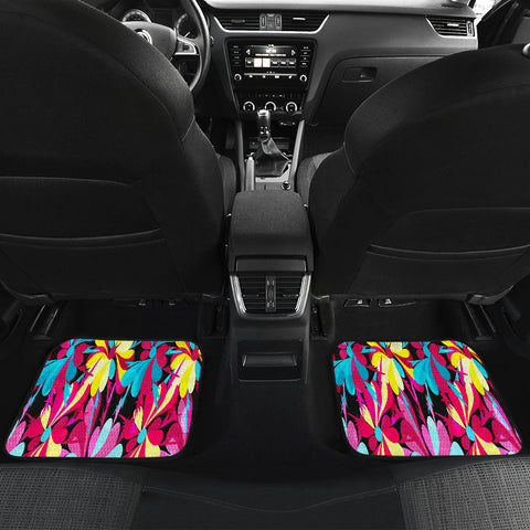 Image of Colorful abstract flowers Floral Car Mats Back/Front, Floor Mats Set, Car