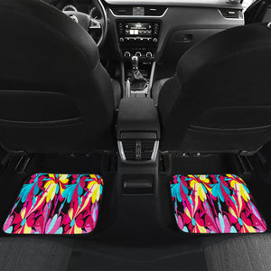 Colorful abstract flowers Floral Car Mats Back/Front, Floor Mats Set, Car