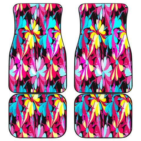 Image of Colorful abstract flowers Floral Car Mats Back/Front, Floor Mats Set, Car