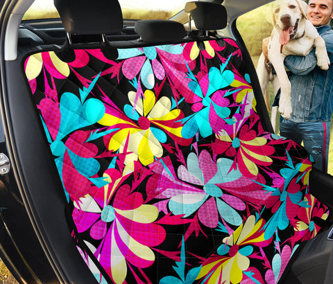 Image of Colorful Abstract Flowers Design , Vibrant Car Back Seat Pet Covers, Backseat