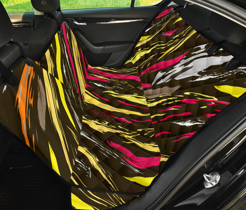 Image of Vibrant Brushstroke Art , Colorful Car Back Seat Pet Covers, Backseat Protector,