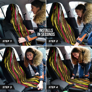 Abstract Brushstrokes Car Seat Covers, Colorful Front Seat Protectors Pair, Auto