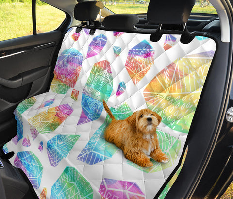 Image of Vibrant Diamonds & Crystals Pattern - Abstract Art Car Back Seat Pet Covers, Backseat Protector, Stylish Car Accessories